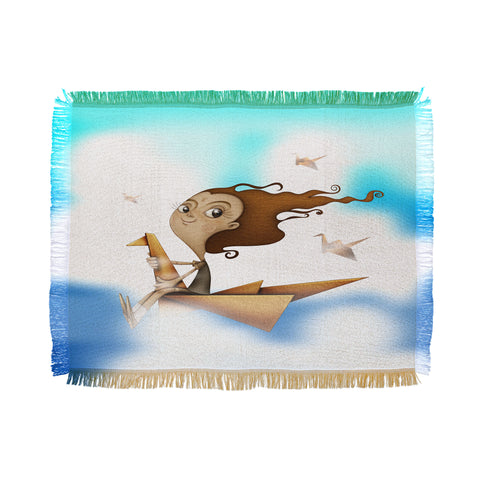 Jose Luis Guerrero Origami Flying Throw Blanket