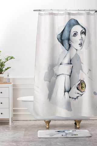 Jose Luis Guerrero Peach Shower Curtain And Mat