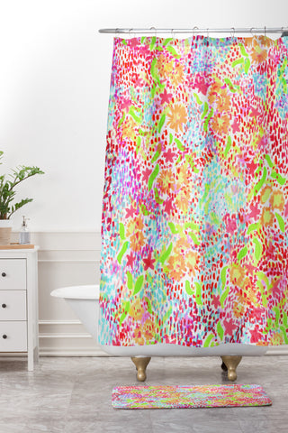 Joy Laforme Abstract Tropics I Shower Curtain And Mat