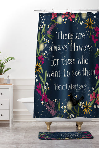 Joy Laforme Always Flowers Shower Curtain And Mat
