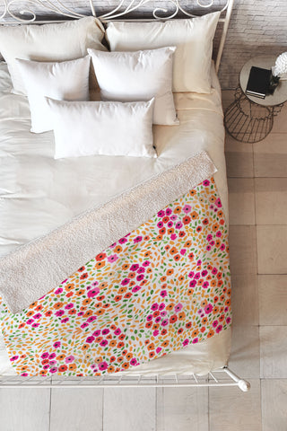 Joy Laforme Azalea In Pink Fleece Throw Blanket