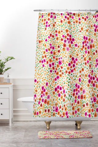 Joy Laforme Azalea In Pink Shower Curtain And Mat