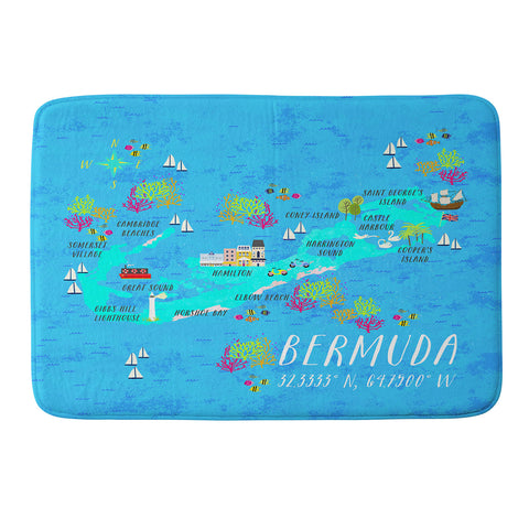 Joy Laforme Bermuda Map Memory Foam Bath Mat