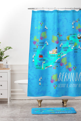 Joy Laforme Bermuda Map Shower Curtain And Mat