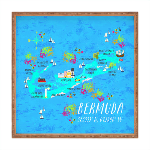 Joy Laforme Bermuda Map Square Tray