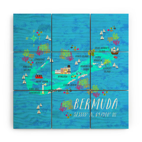Joy Laforme Bermuda Map Wood Wall Mural