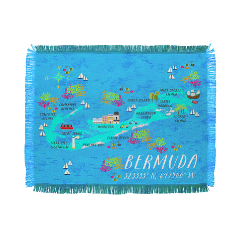 Joy Laforme Bermuda Map Throw Blanket
