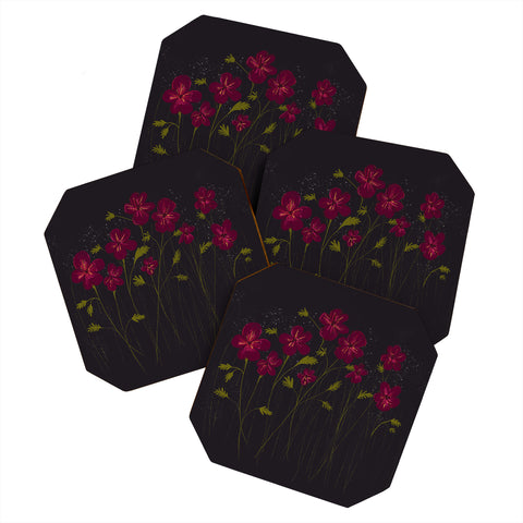 Joy Laforme Blooms of Field Pansies Coaster Set
