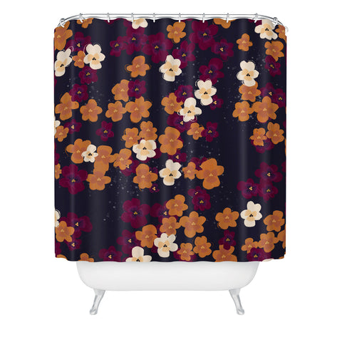 Joy Laforme Blooms of Mini Pansies Shower Curtain