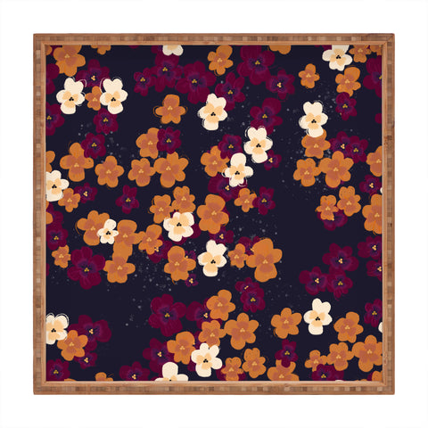 Joy Laforme Blooms of Mini Pansies Square Tray