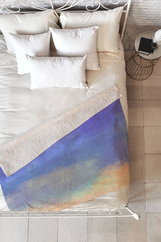 Joy Laforme Bonne Nuit Blue Fleece Throw Blanket