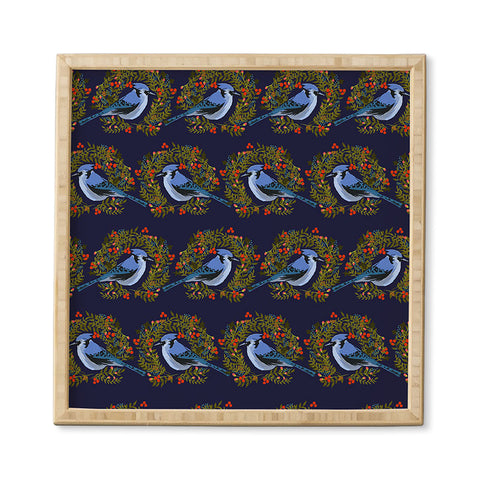 Joy Laforme Christmas Blue Jay Wreaths Framed Wall Art