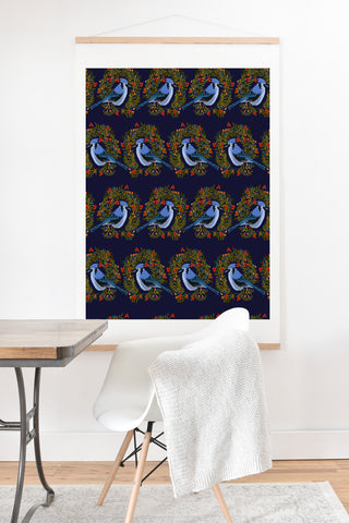 Joy Laforme Christmas Blue Jay Wreaths Art Print And Hanger