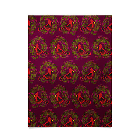 Joy Laforme Christmas Cardinal Wreaths Poster