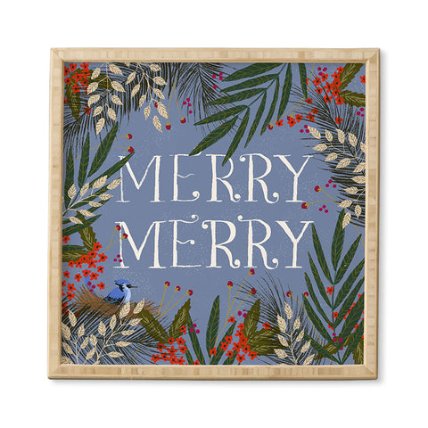 Joy Laforme Christmas Merry Merry Wreath Framed Wall Art