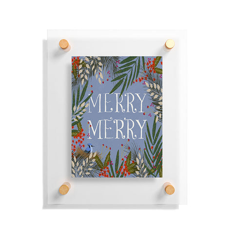 Joy Laforme Christmas Merry Merry Wreath Floating Acrylic Print