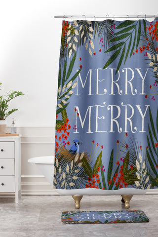 Joy Laforme Christmas Merry Merry Wreath Shower Curtain And Mat