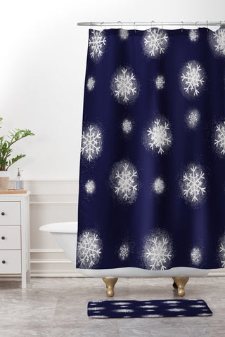 Joy Laforme Christmas Snow Shower Curtain And Mat