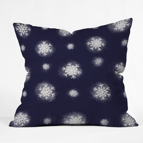 Joy Laforme Christmas Snow Outdoor Throw Pillow