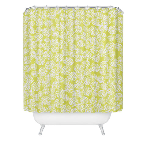 Joy Laforme Dahlias Chartreuse Shower Curtain