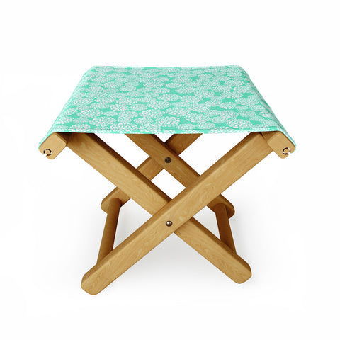 Joy Laforme Dahlias Seafoam Folding Stool