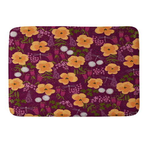 Joy Laforme Dandelions and Wild Pansies Memory Foam Bath Mat