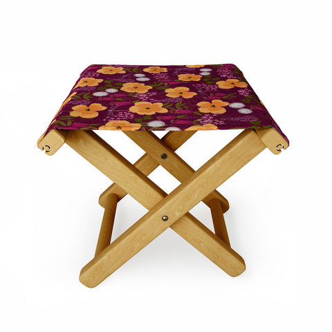 Joy Laforme Dandelions and Wild Pansies Folding Stool