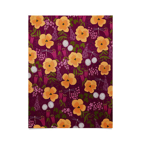 Joy Laforme Dandelions and Wild Pansies Poster