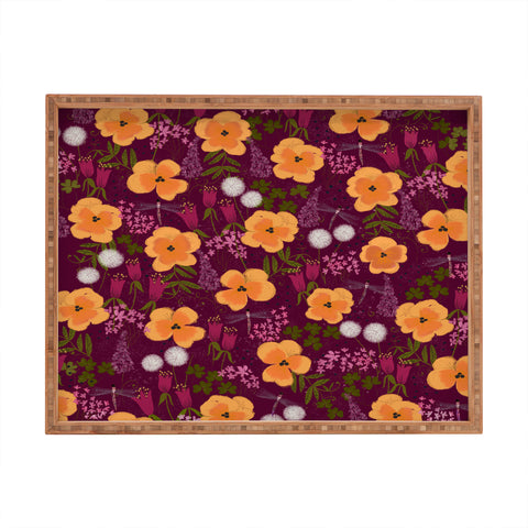 Joy Laforme Dandelions and Wild Pansies Rectangular Tray