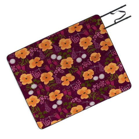 Joy Laforme Dandelions and Wild Pansies Picnic Blanket