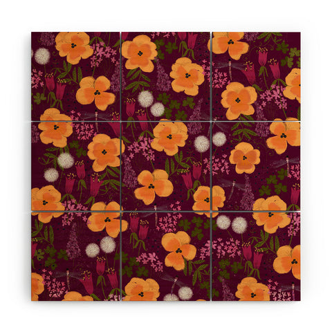 Joy Laforme Dandelions and Wild Pansies Wood Wall Mural