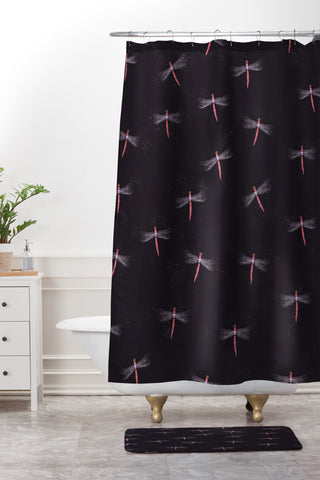 Joy Laforme Dragonflies Shower Curtain And Mat