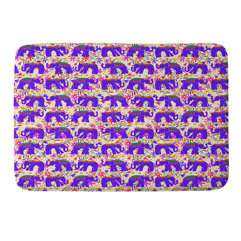 Joy Laforme Elephants Deco On Exotic Florals Memory Foam Bath Mat