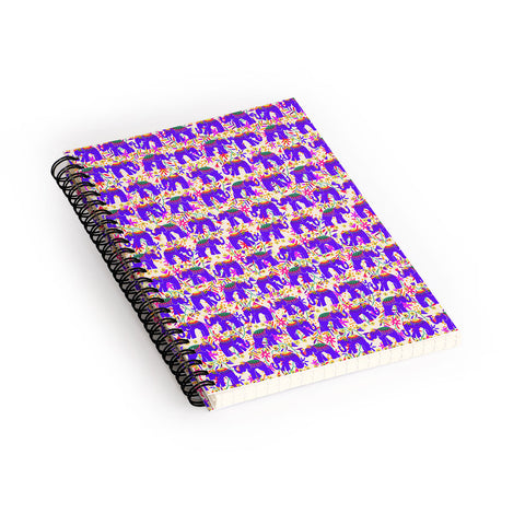 Joy Laforme Elephants Deco On Exotic Florals Spiral Notebook
