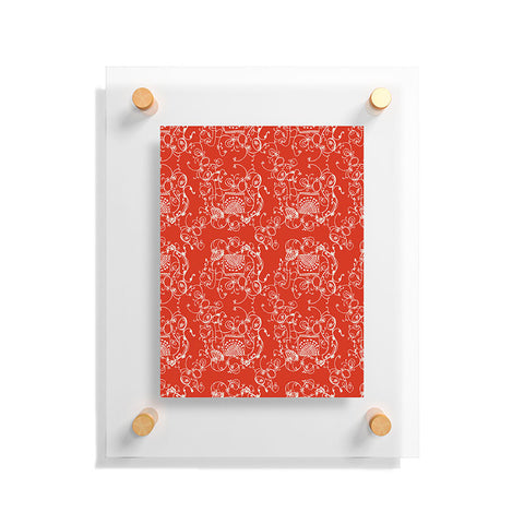Joy Laforme Far Far Away Elephants II In Coral Red Floating Acrylic Print