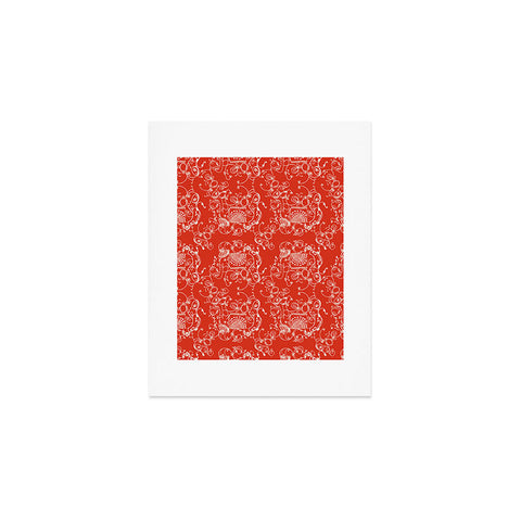 Joy Laforme Far Far Away Elephants II In Coral Red Art Print