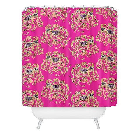 Joy Laforme Far Far Away Elephants in Pink Shower Curtain