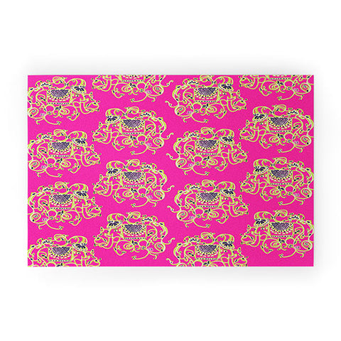 Joy Laforme Far Far Away Elephants in Pink Welcome Mat