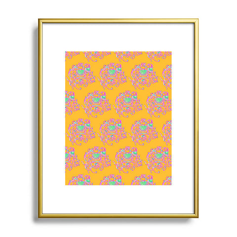 Joy Laforme Far Far Away Elephants In Yellow Metal Framed Art Print