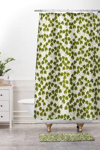 Joy Laforme Fields of Clover Shower Curtain And Mat