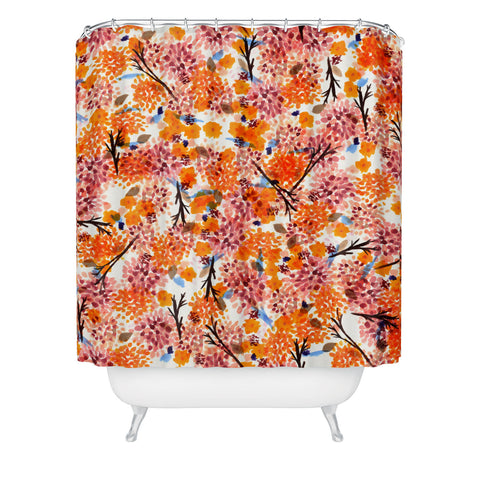 Joy Laforme Floral Forest Orange Shower Curtain
