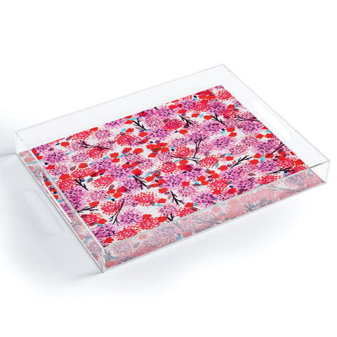 Joy Laforme Floral Forest Red Acrylic Tray