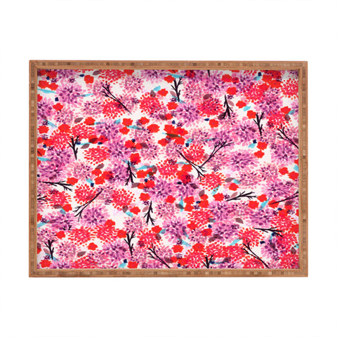 Joy Laforme Floral Forest Red Rectangular Tray