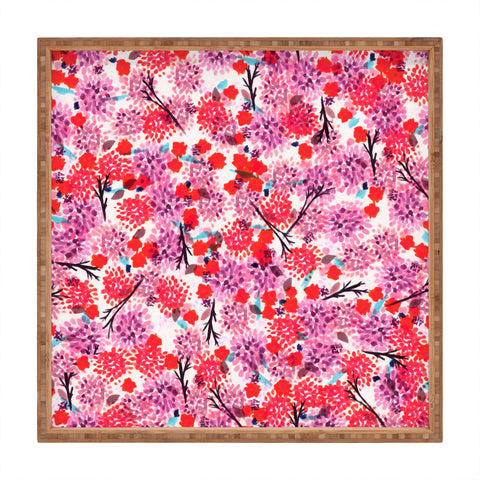 Joy Laforme Floral Forest Red Square Tray