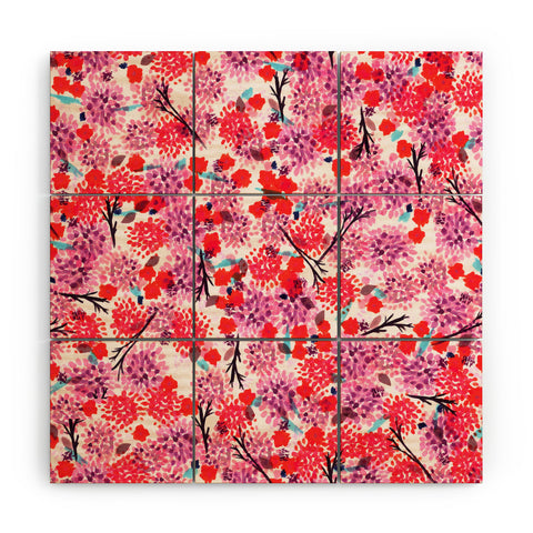 Joy Laforme Floral Forest Red Wood Wall Mural