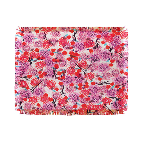 Joy Laforme Floral Forest Red Throw Blanket