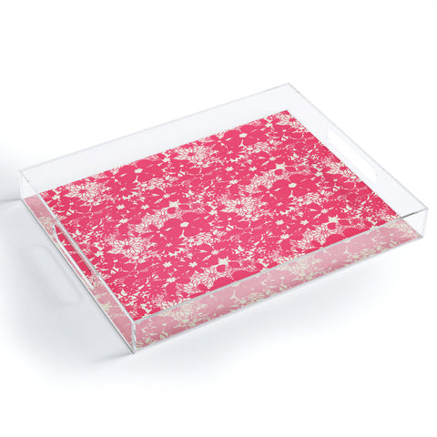 Joy Laforme Floral Rainforest In Coral Pink Acrylic Tray