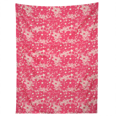 Joy Laforme Floral Rainforest In Coral Pink Tapestry