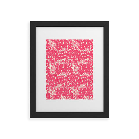 Joy Laforme Floral Rainforest In Coral Pink Framed Art Print