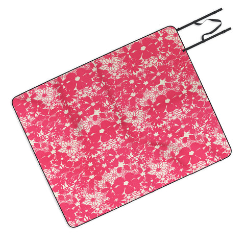 Joy Laforme Floral Rainforest In Coral Pink Picnic Blanket